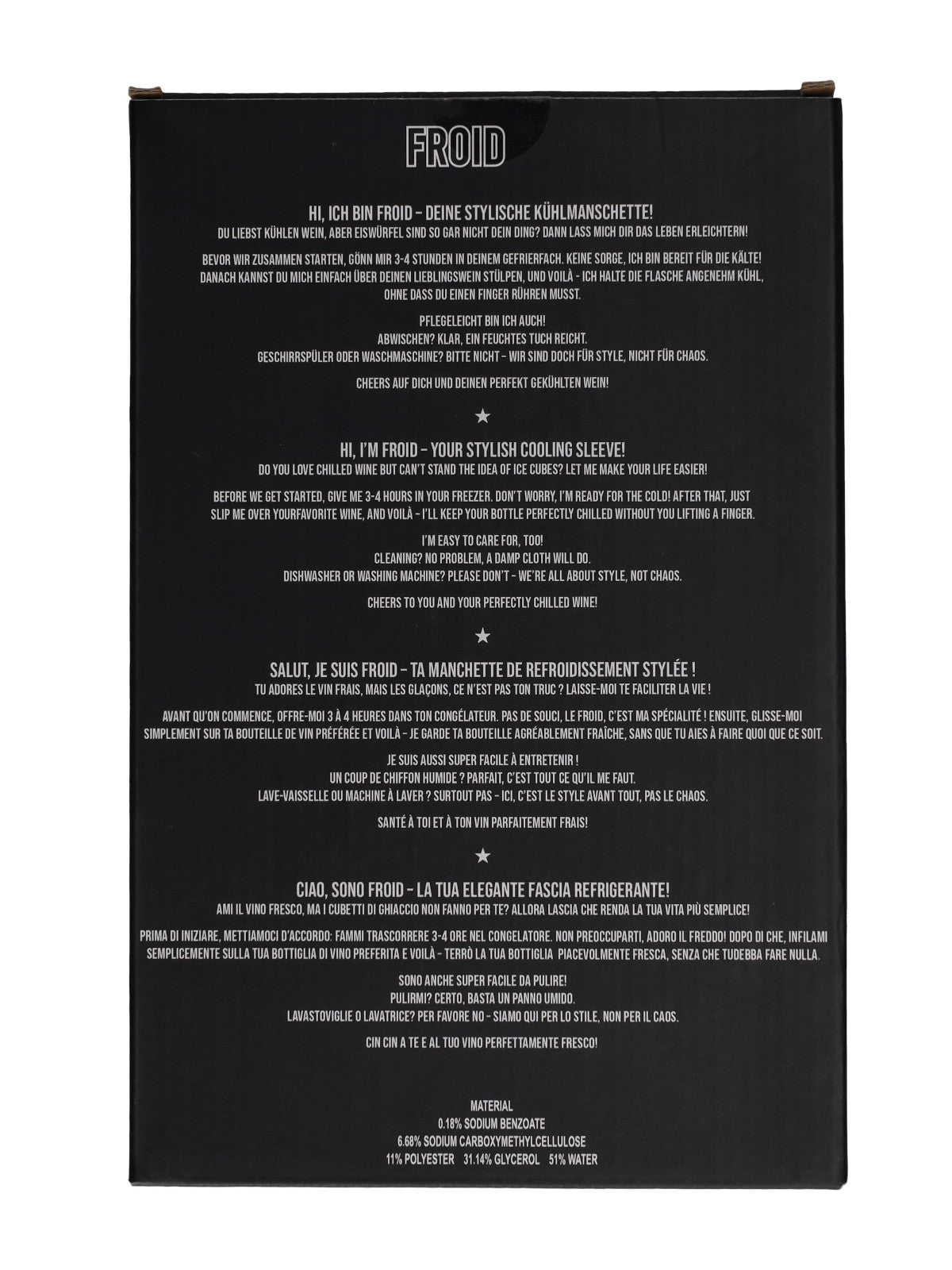 Giftcompany Froid Kühlmanschette Wine and Dine schwarz 23,5cm Freisteller 3