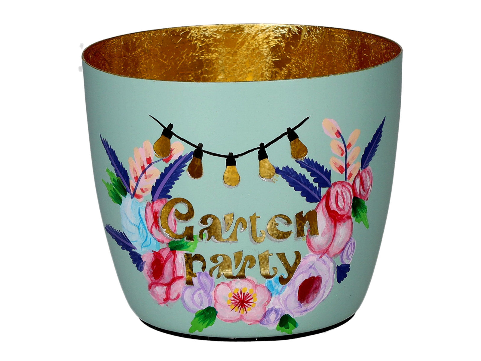 Giftcompany Madras Windlicht M Gartenparty mint/gold 8,5cm Freisteller 1