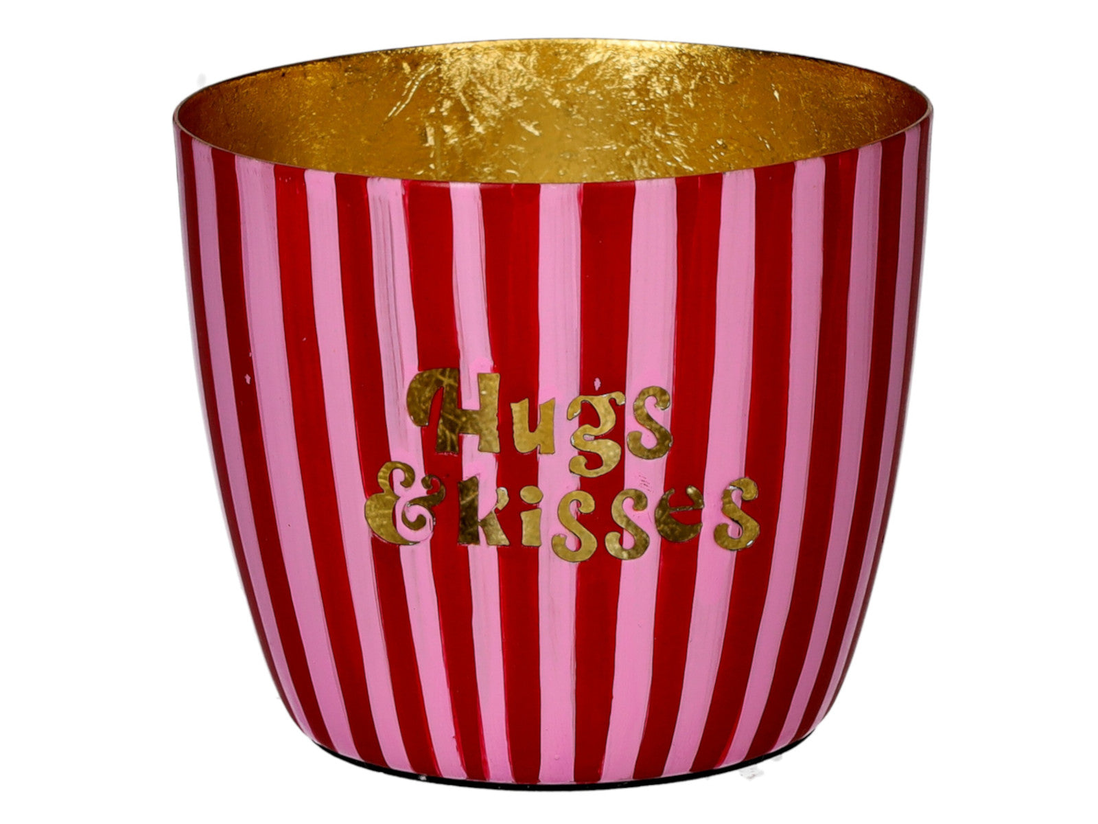 Giftcompany Madras Windlicht M Hugs and Kisses pink/gold 8,5cm Freisteller 1