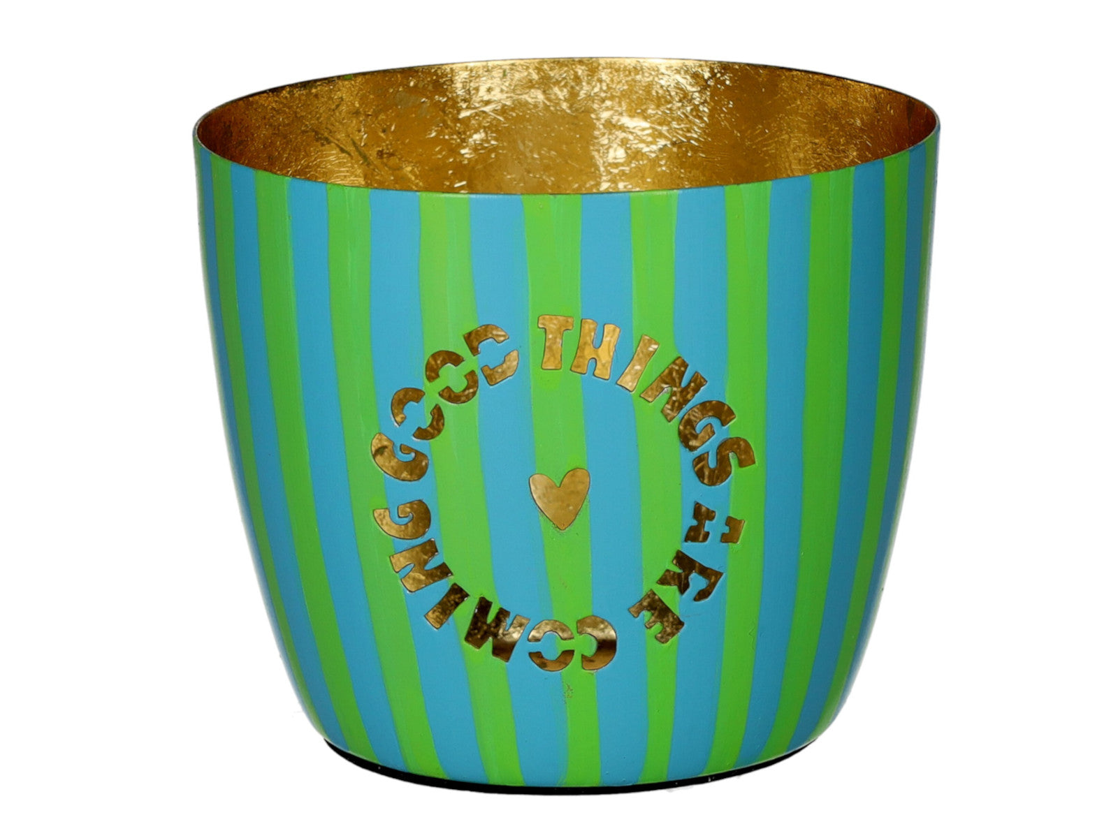 Giftcompany Madras Windlicht M Good Things grün/gold 8,5cm Freisteller 1