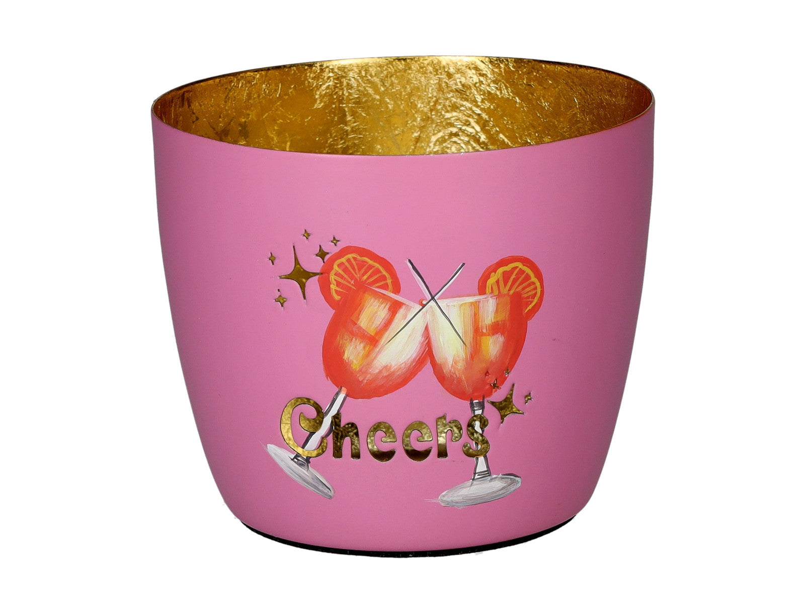 Giftcompany Madras Windlicht M Cheers rosa/gold 8,5cm Freisteller 1