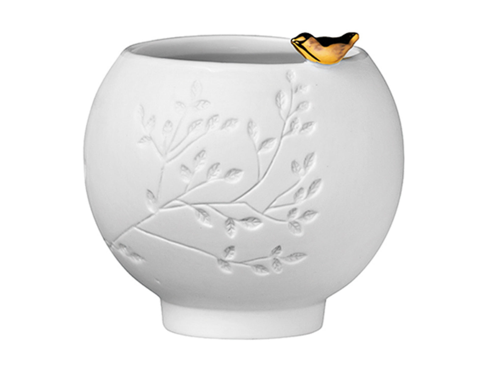 räder Porzellanteelicht Goldener Vogel weiß 7cm - Produktbild 1