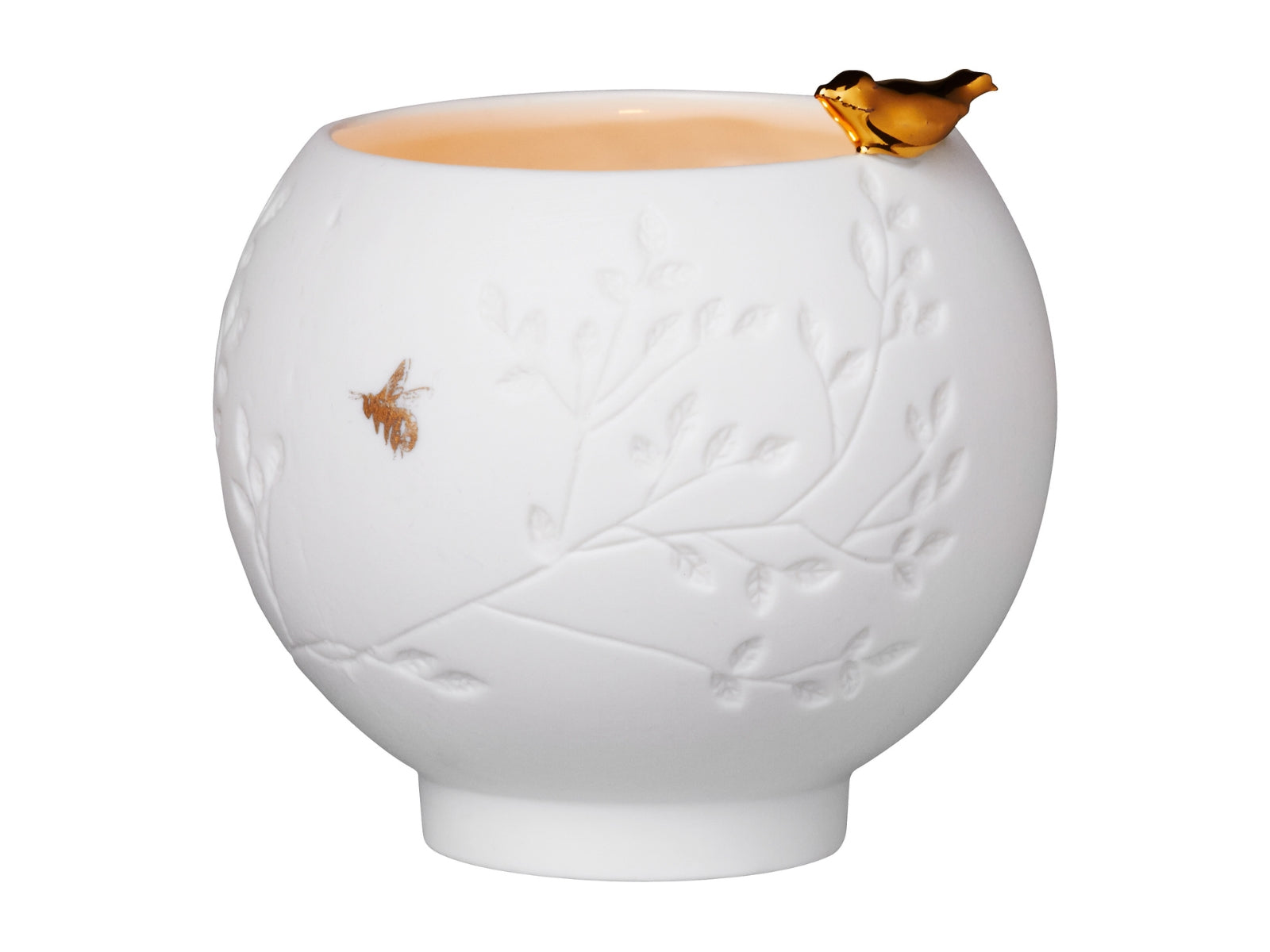 räder Porzellanteelicht Goldener Vogel weiß 7cm - Produktbild 2