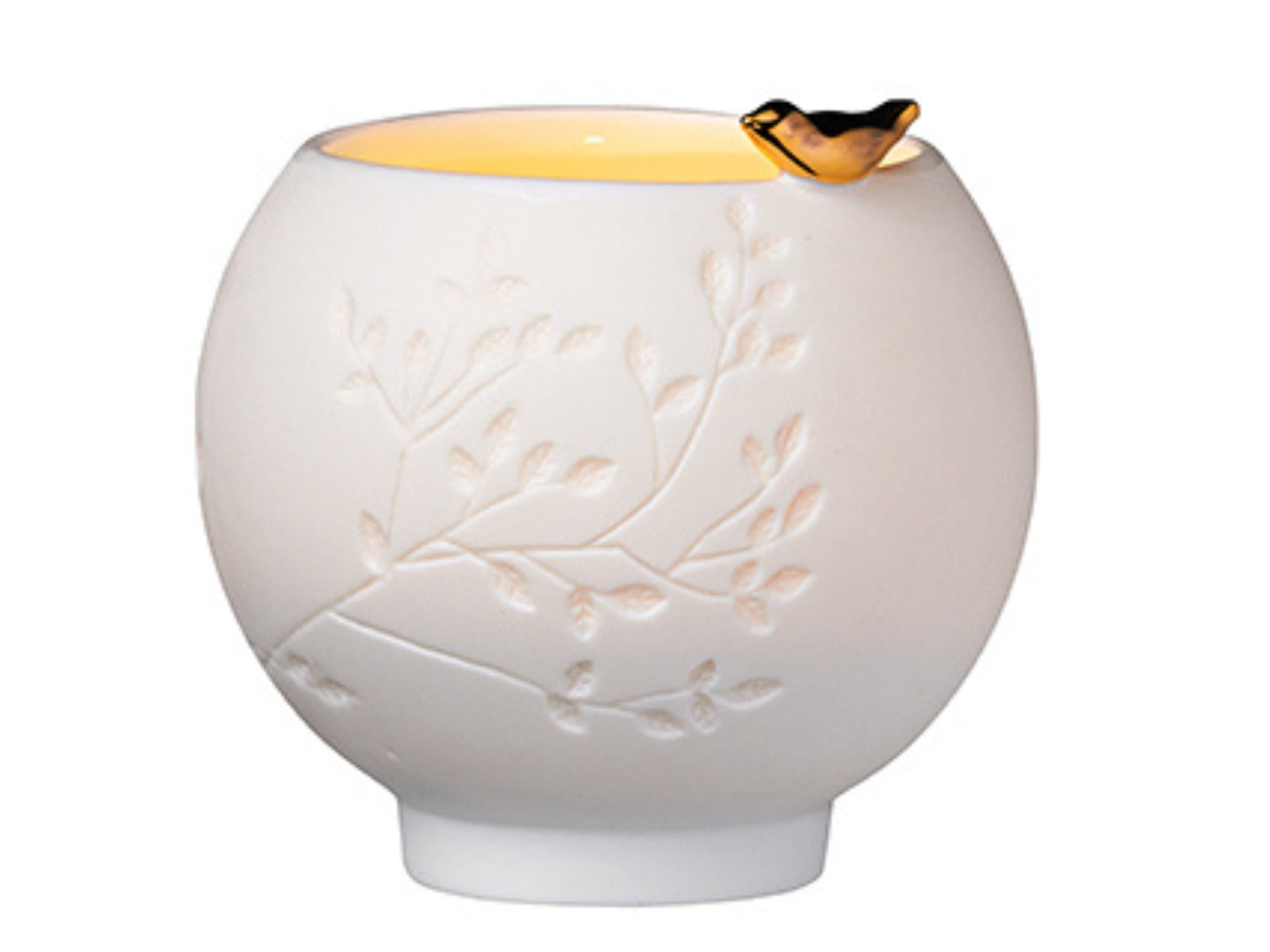 räder Porzellanteelicht Goldener Vogel weiß 7cm - Produktbild 3