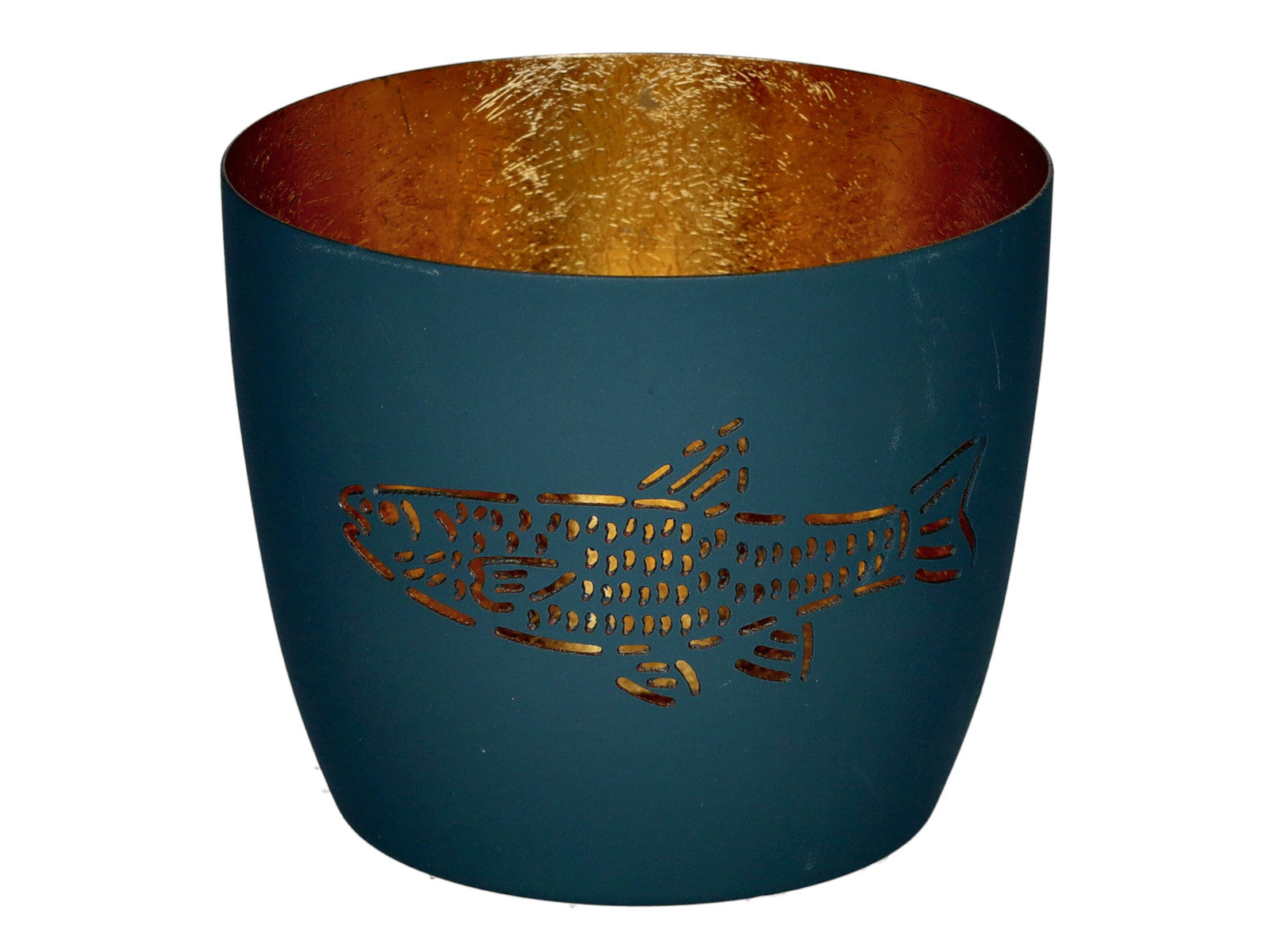 Giftcompany Madras Windlicht M Fisch powder blue/gold 8,5cm Freisteller 1