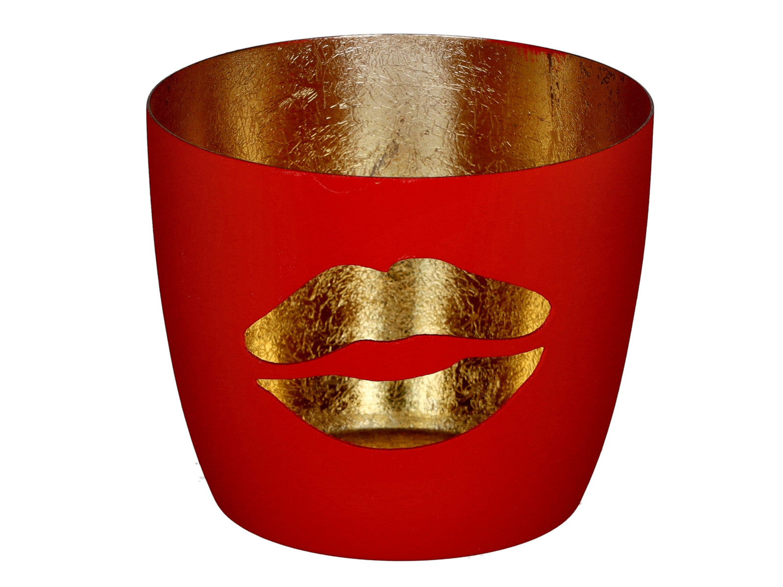 Giftcompany Madras Windlicht M Lippen rot/gold 8,5cm Freisteller 1