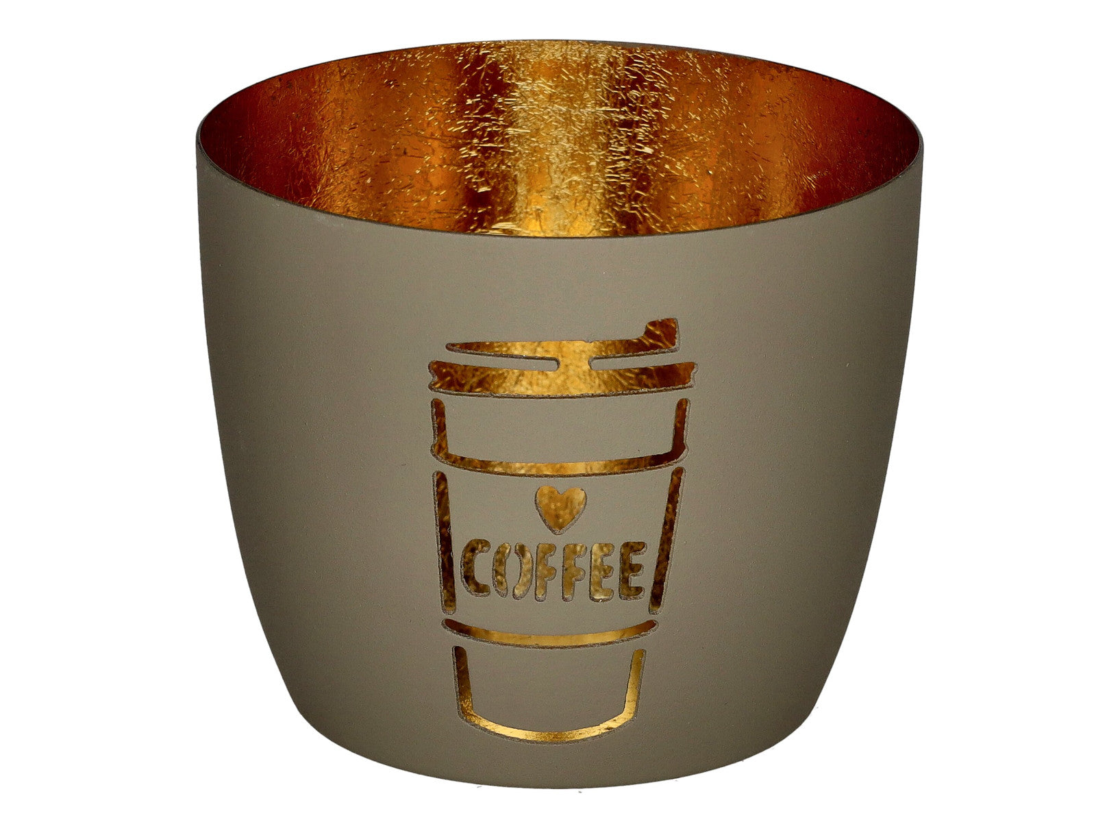 Giftcompany Madras Windlicht M Kaffee Becher sandstone/gold 8,5cm Freisteller 1
