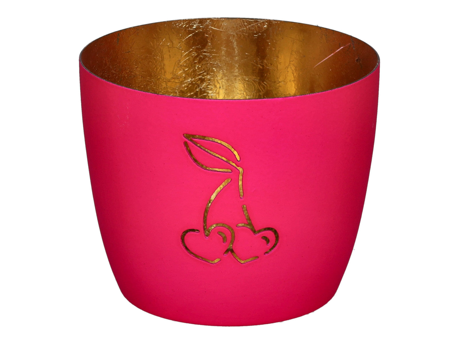 Giftcompany Madras Windlicht M Kirsche Herzen hot pink/gold 8,5cm Freisteller 1