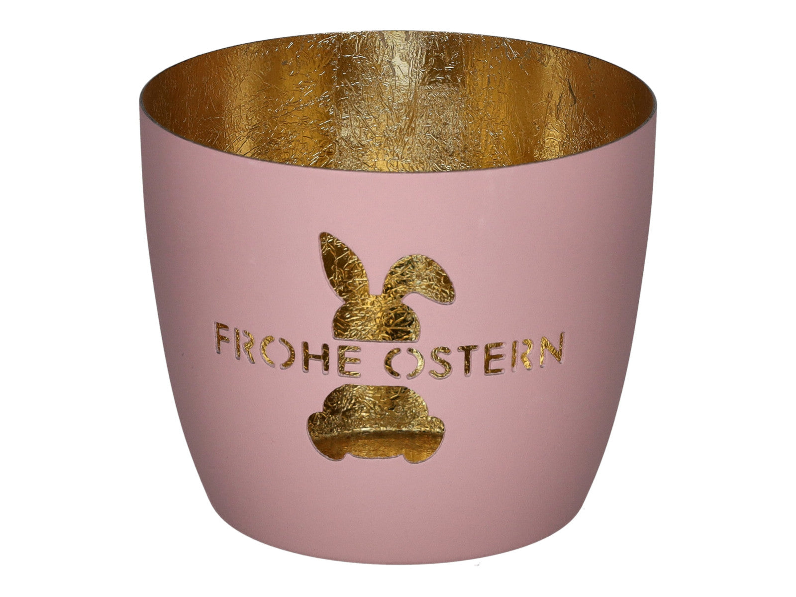 Giftcompany Madras Windlicht M Frohe Ostern rosa/gold 8,5cm Freisteller 1