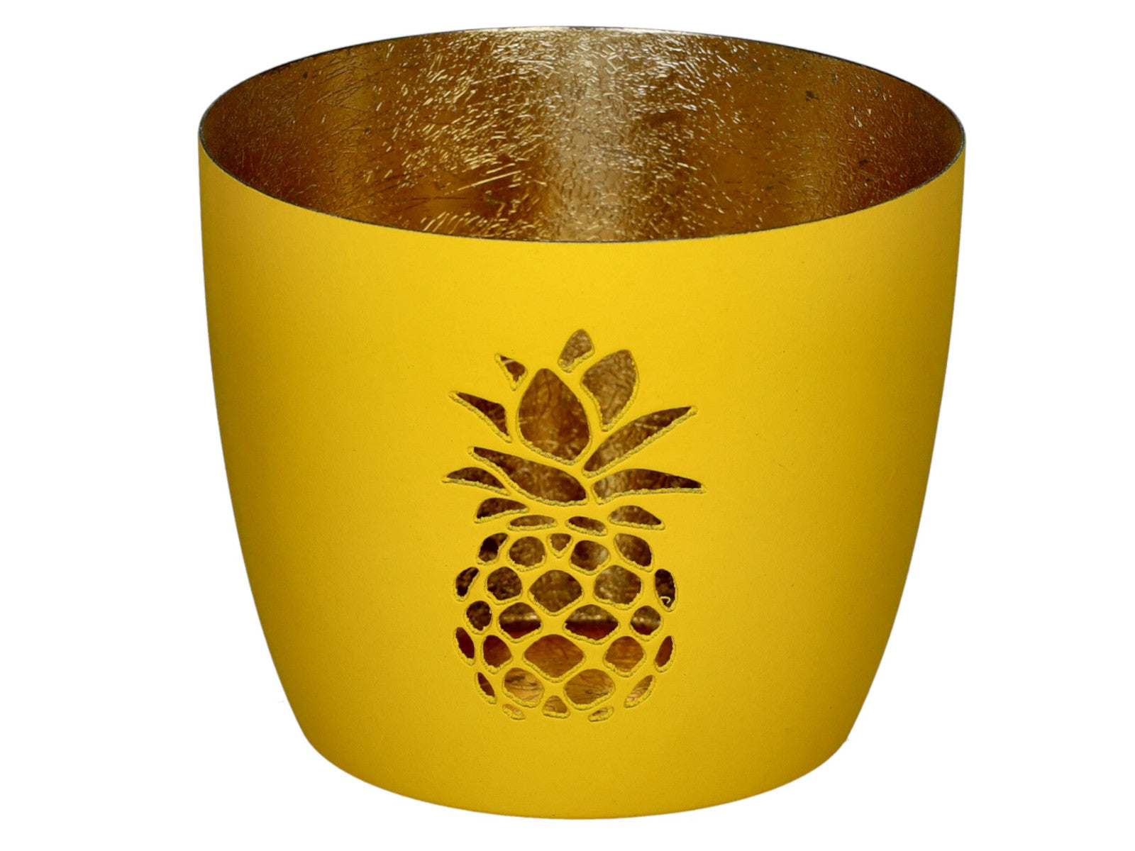 Giftcompany Madras Windlicht M Ananas neon gelb/gold 8,5cm Freisteller 1
