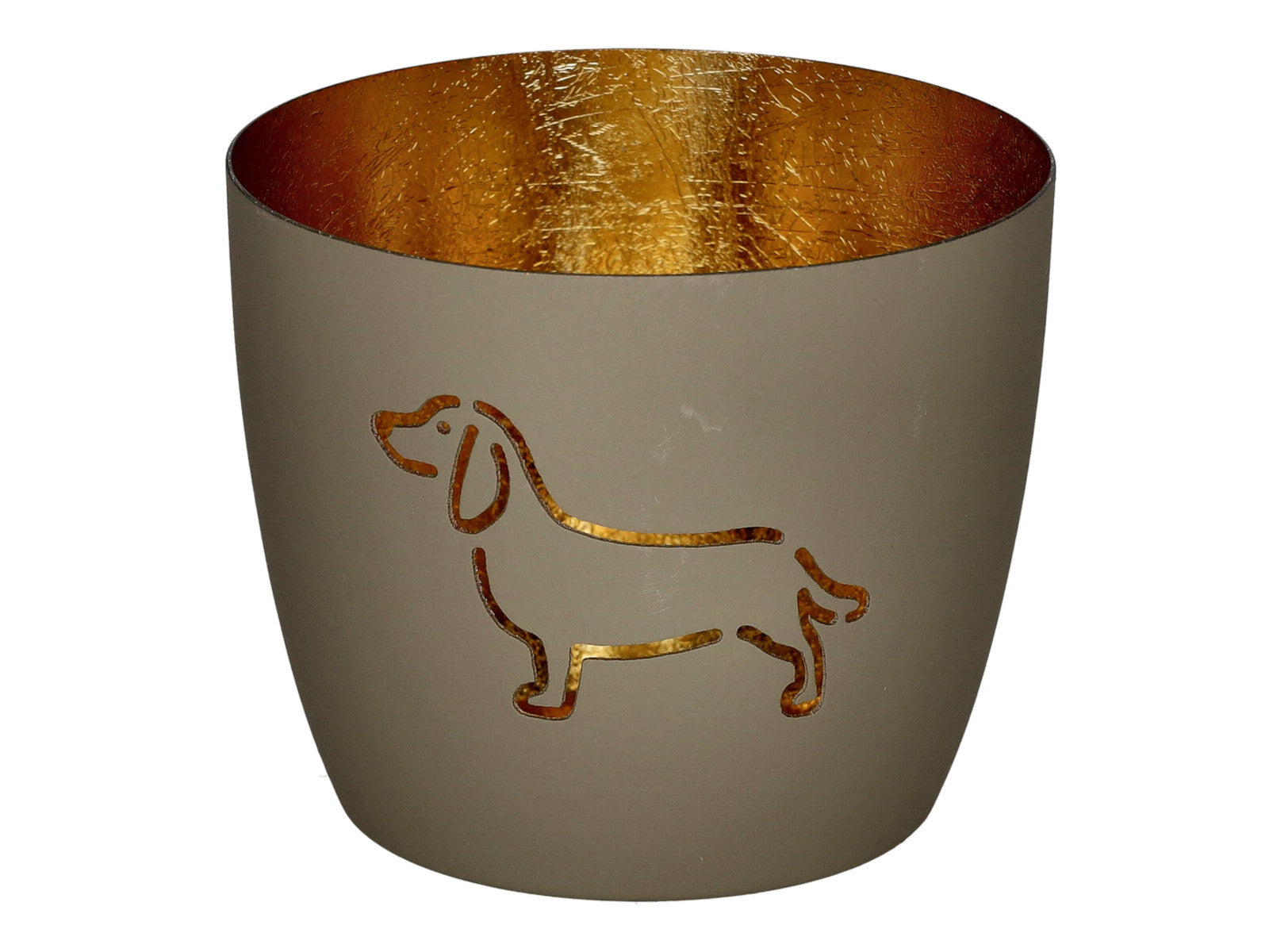 Giftcompany Madras Windlicht M Dackel hot sandstone/gold 8,5cm Freisteller 1