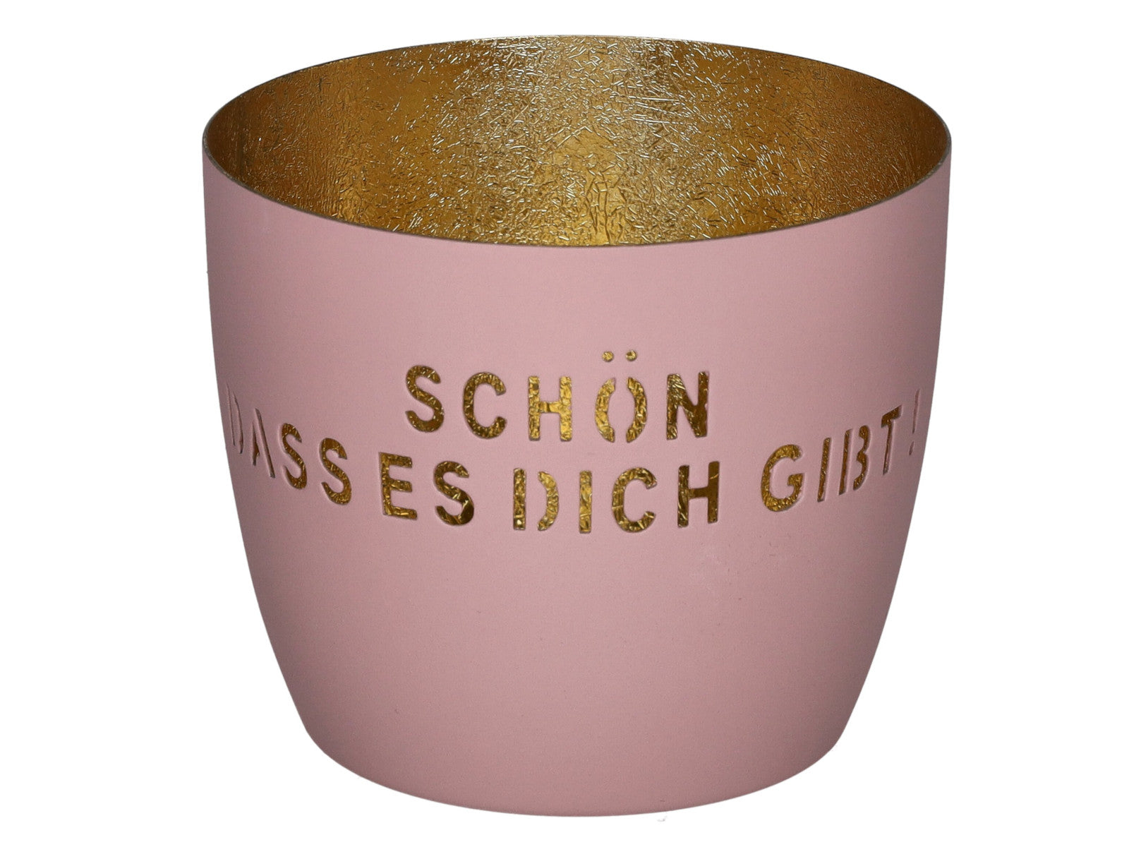 Giftcompany Madras Windlicht M Schön dass es Dich gibt rosa/gold 8,5cm Freisteller 1