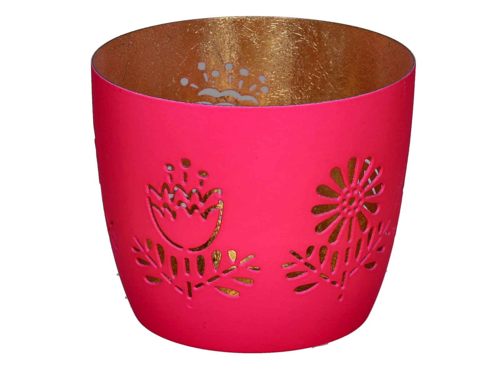 Giftcompany Madras Windlicht M Blumen hot pink/gold 8,5cm Freisteller 1