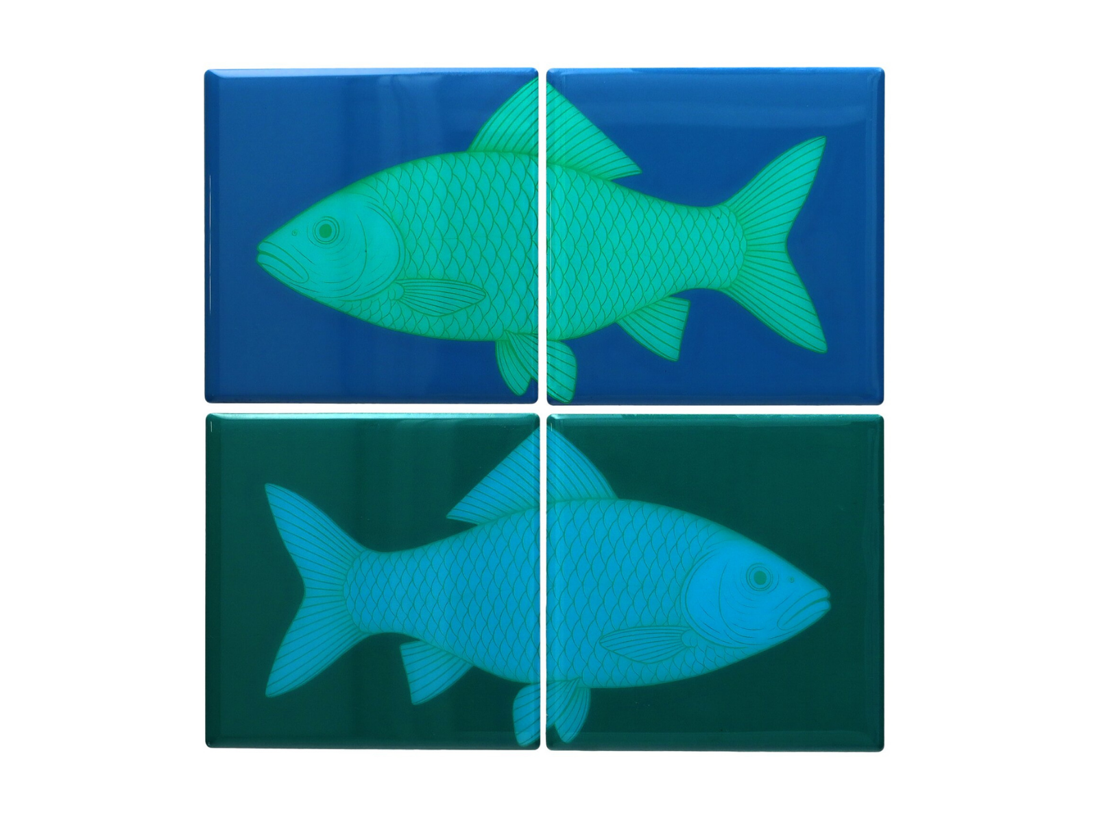 Giftcompany Love Tiles Untersetzer Fische blau/grün 22x22cm Set 4tlg - Produktbild 1