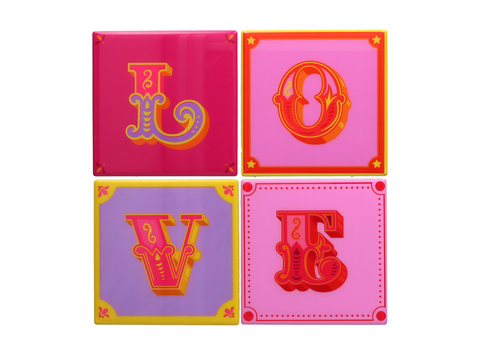 Giftcompany Love Tiles Untersetzer Love rosa 44x11cm Set 4tlg - Produktbild 1