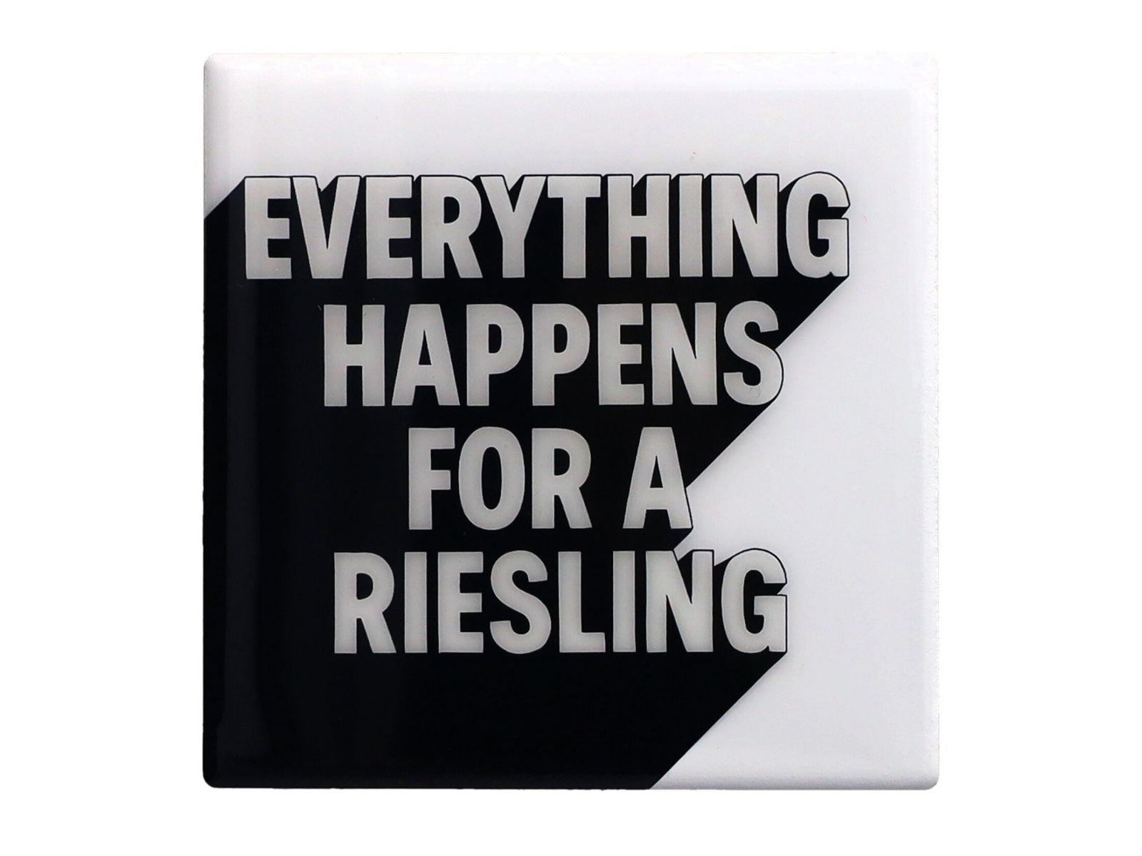 Giftcompany Love Tiles Untersetzer Everything happens for a Riesling schwarz/weiß 11x11cm - Produktbild 1