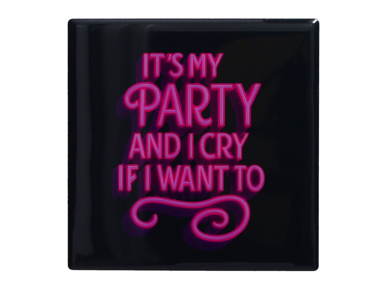Giftcompany Love Tiles Untersetzer It's my Party schwarz/neon pink 11x11cm - Produktbild 1