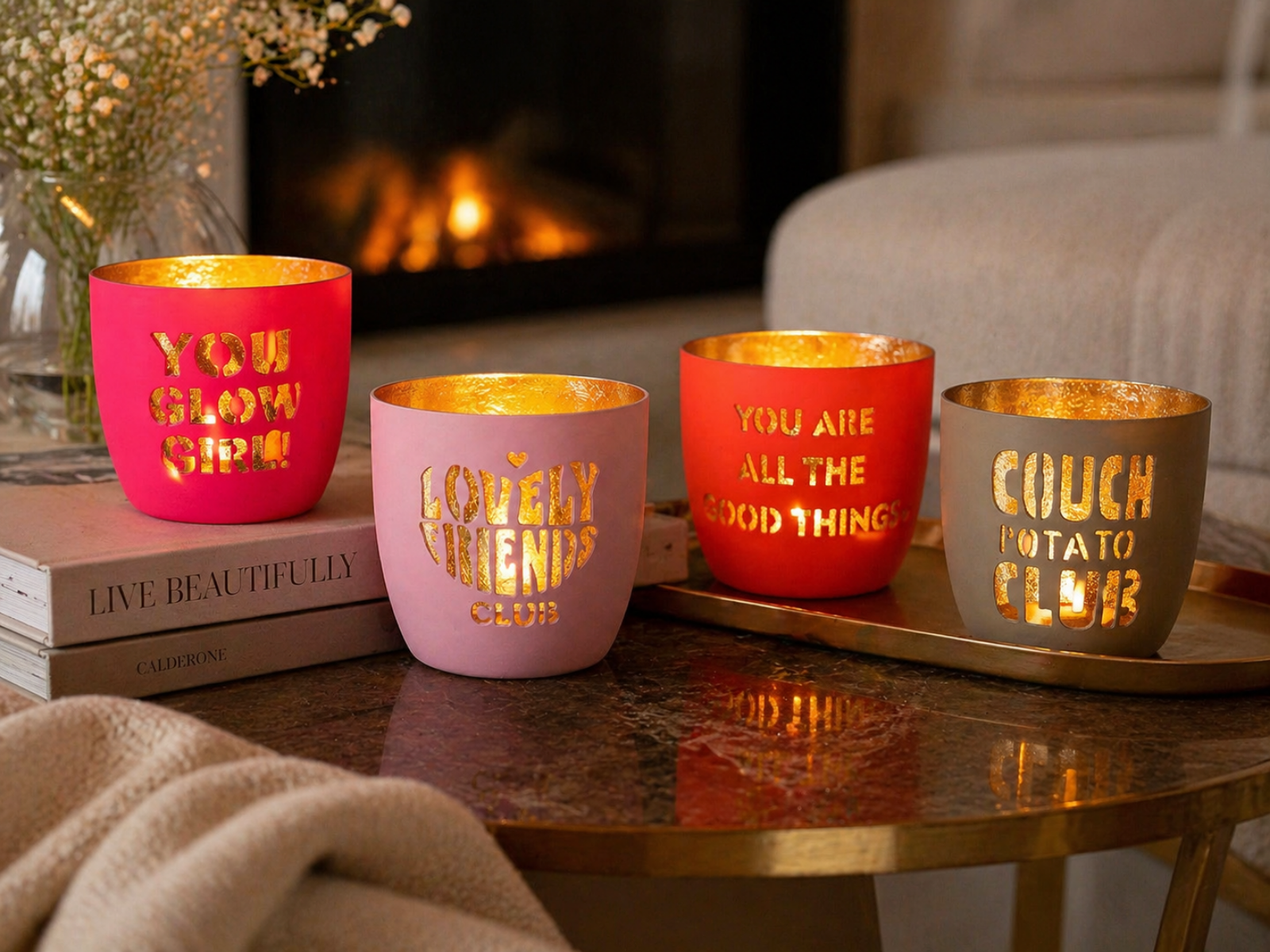 Giftcompany Madras Windlicht M You glow girl hot pink/gold 8,5cm - Produktbild 2