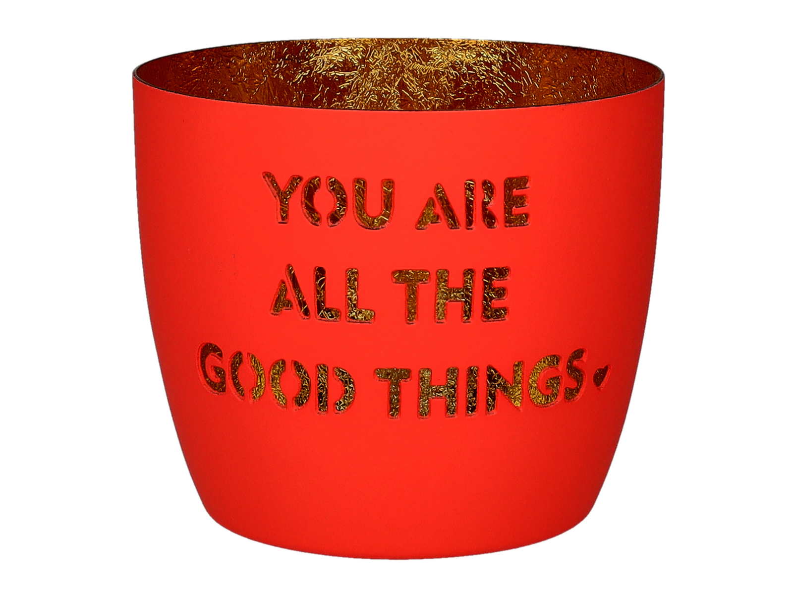 Giftcompany Madras Windlicht M You are all the good things neon coral/gold 8,5cm - Produktbild 1