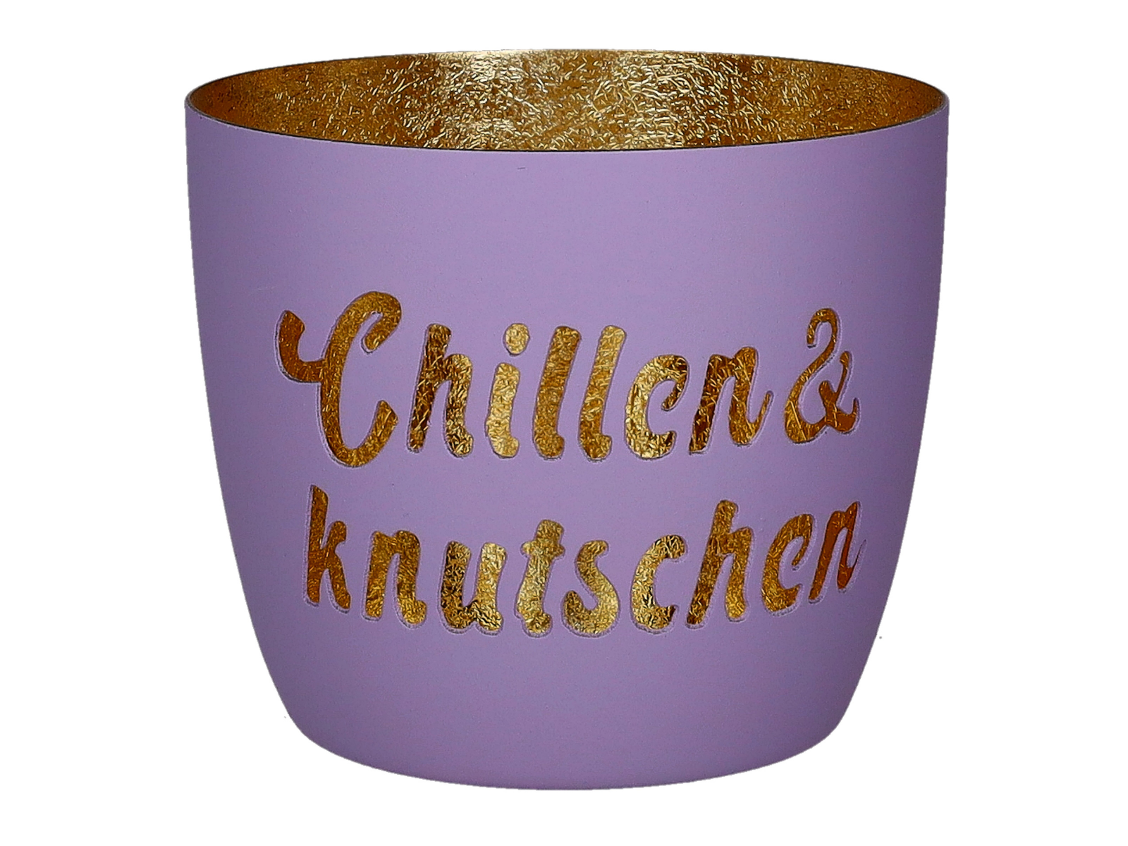 Giftcompany Madras Windlicht M Chillen & knutschen lila/gold 8,5cm - Produktbild 1