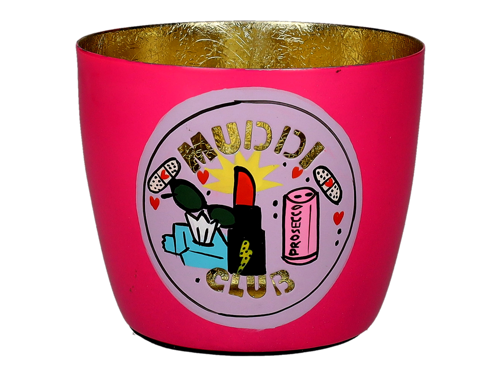 Giftcompany Madras Windlicht M Muddi Club hot pink/gold 8,5cm - Produktbild 1