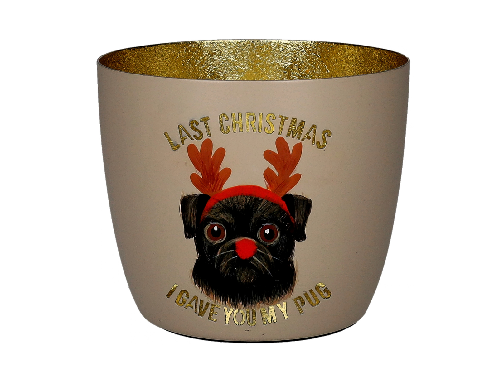Giftcompany Madras Windlicht M Last christmas sandstone /gold 8,5cm