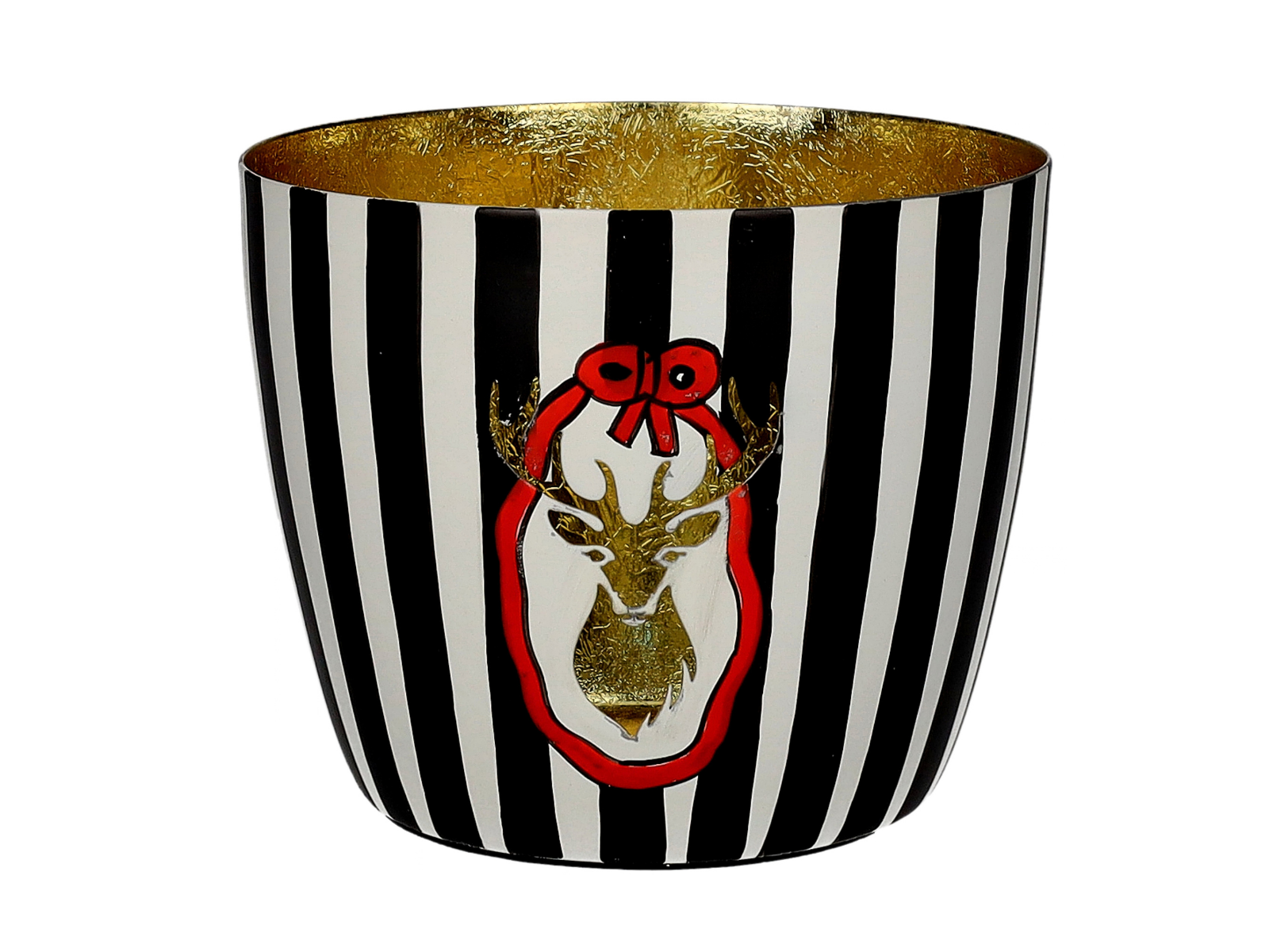 Giftcompany Madras Windlicht M Hirsch schwarz/gold 8,5cm