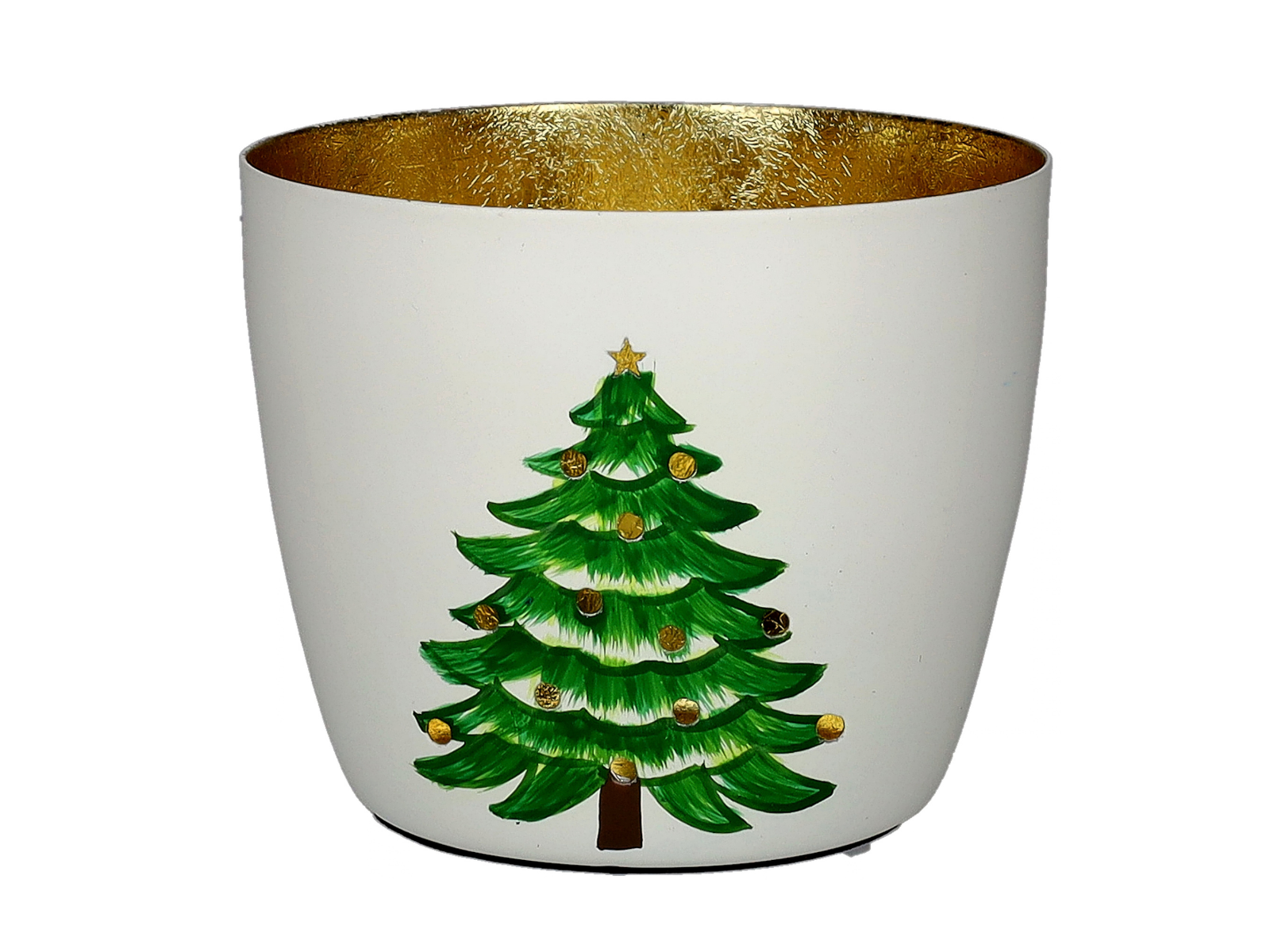 Giftcompany Madras Windlicht M Tannenbaum weiß/gold 8,5cm