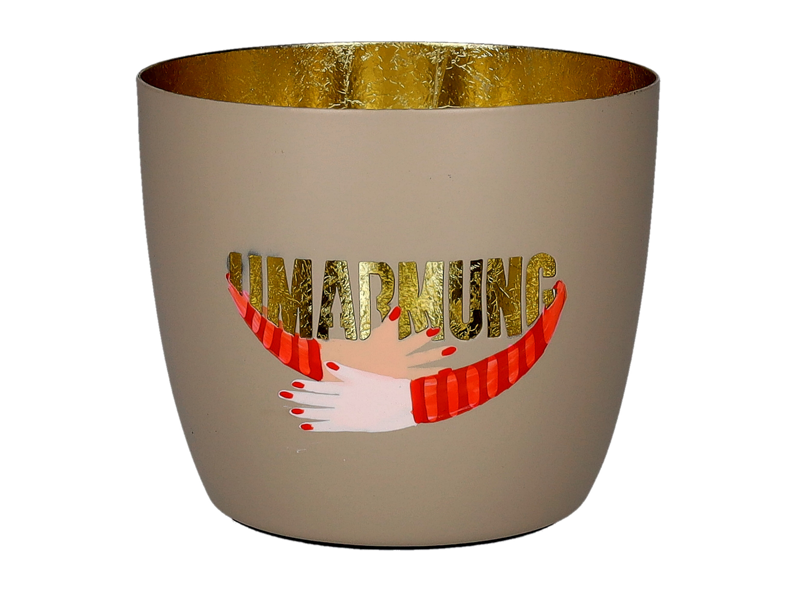 Giftcompany Madras Windlicht M Umarmung sandstone/gold 8,5cm - Produktbild 1
