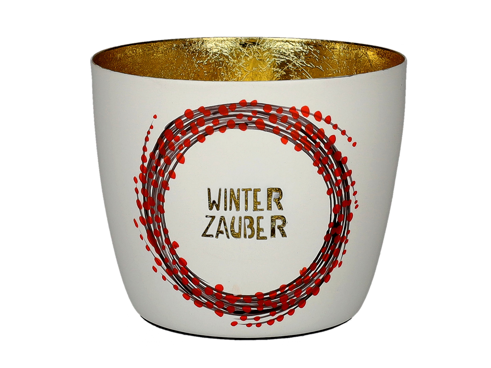 Giftcompany Madras Windlicht M Winterzauber weiß/gold 8,5cm