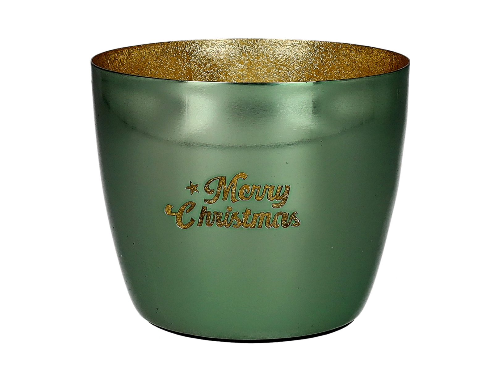 Giftcompany Madras Windlicht M Merry Christmas hellgrün/gold 8,5cm