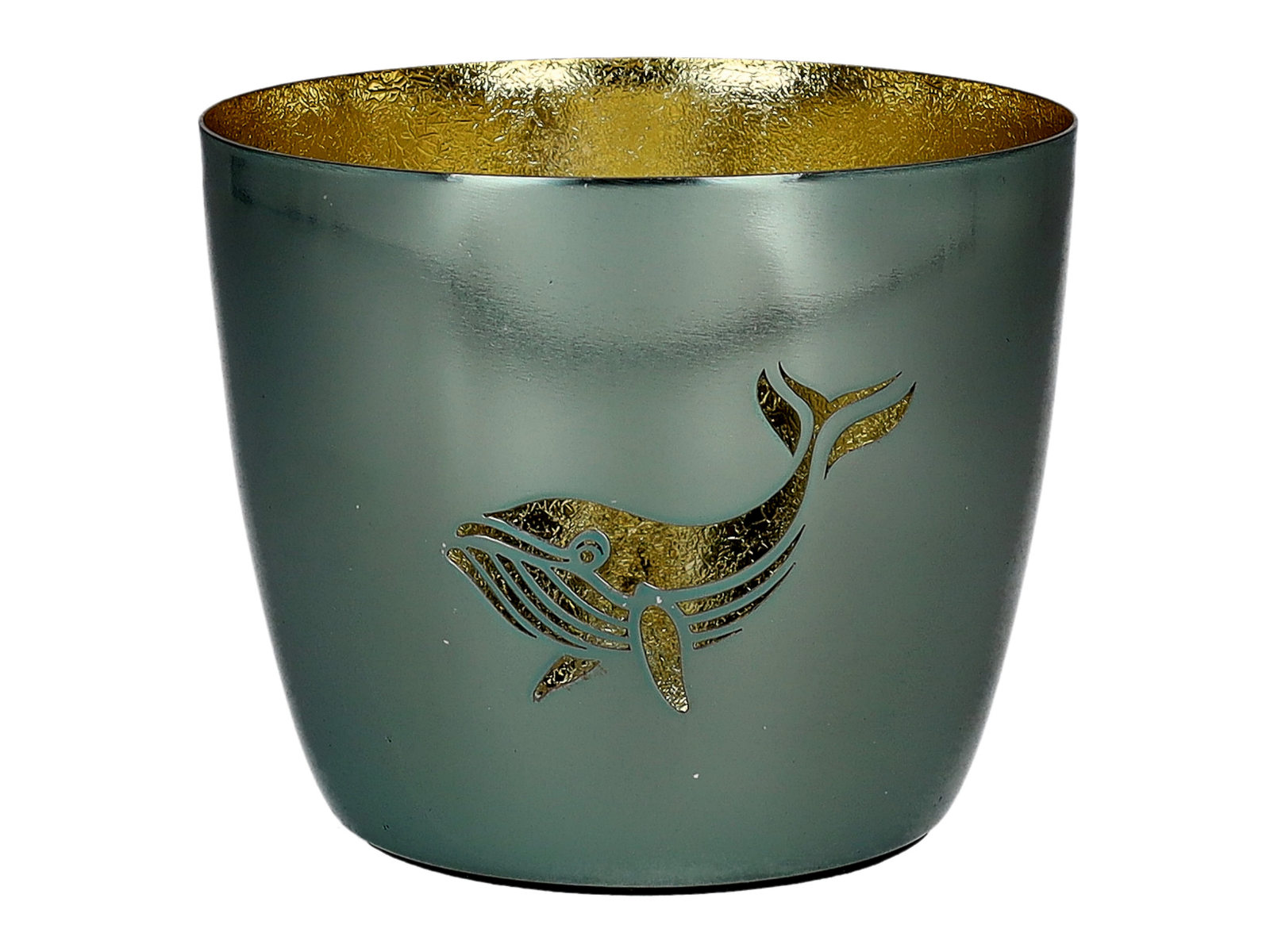 Giftcompany Madras Windlicht M Wal hell grün/gold 8,5cm - Produktbild 1