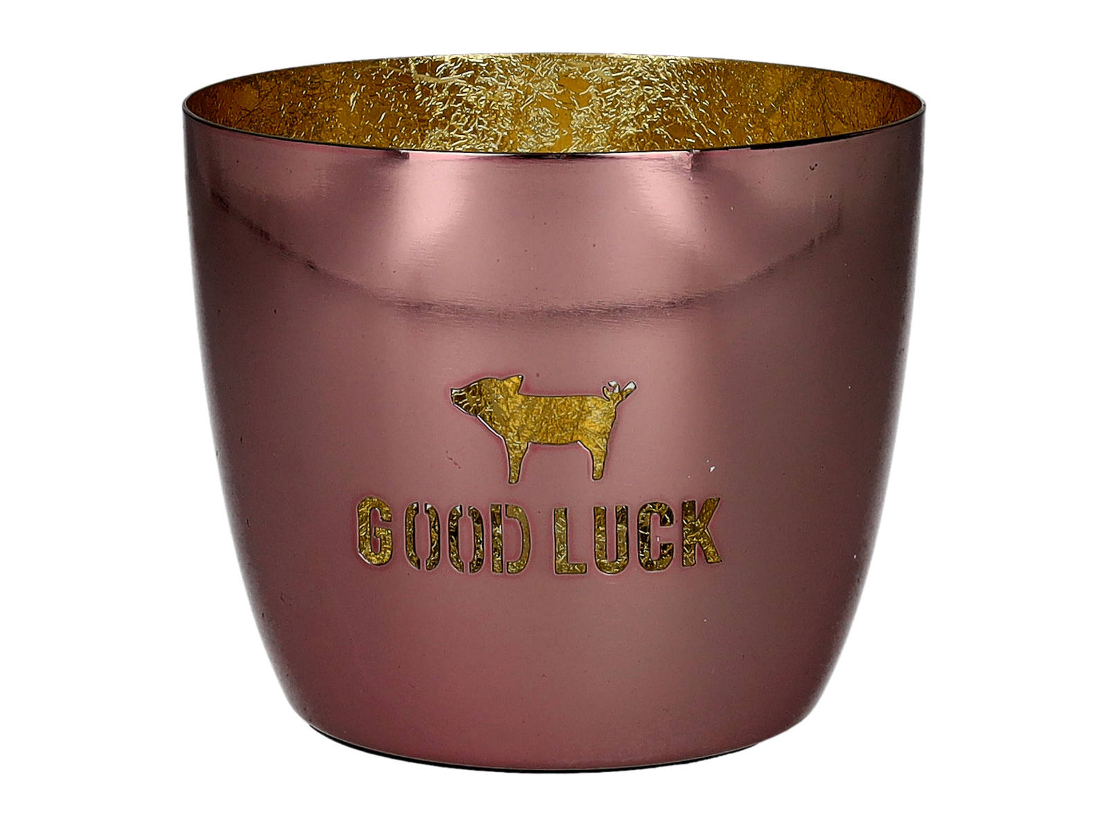 Giftcompany Madras Windlicht M Ferkel/Good luck rot/gold 8,5cm - Produktbild 1