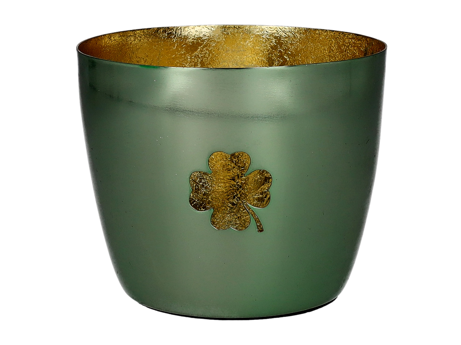 Giftcompany Madras Windlicht M Kleeblatt hellgrün/gold 8,5cm - Produktbild 1