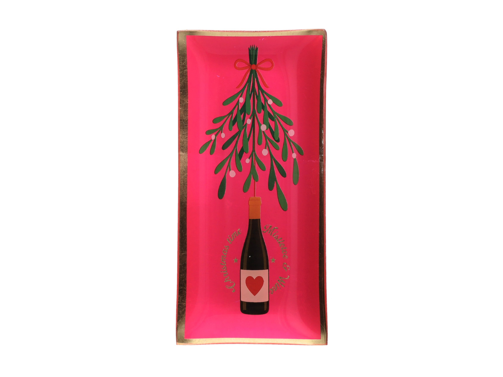 Giftcompany Love Plates Glasteller L Christmas time/Mistelzweig/Wine hot pink 10cm