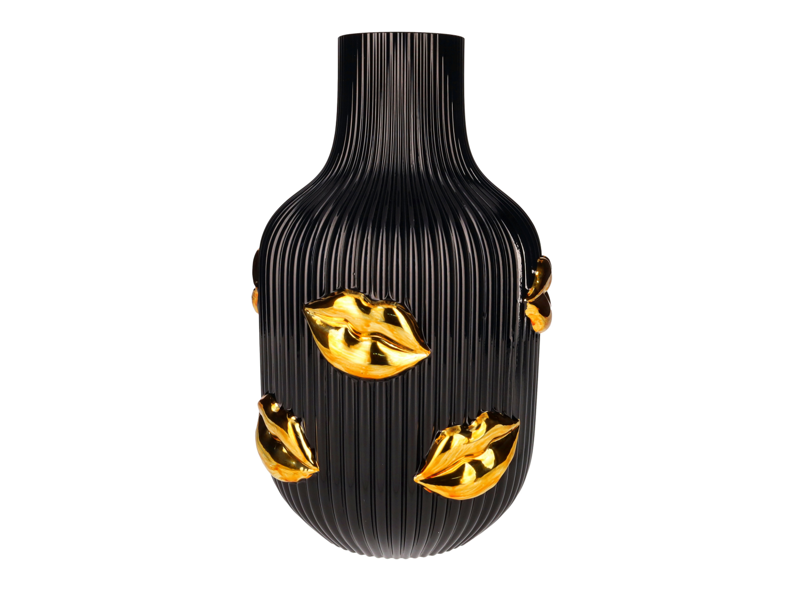Giftcompany L'amour Vase Lippen Gold schwarz 30cm - Produktbild 1