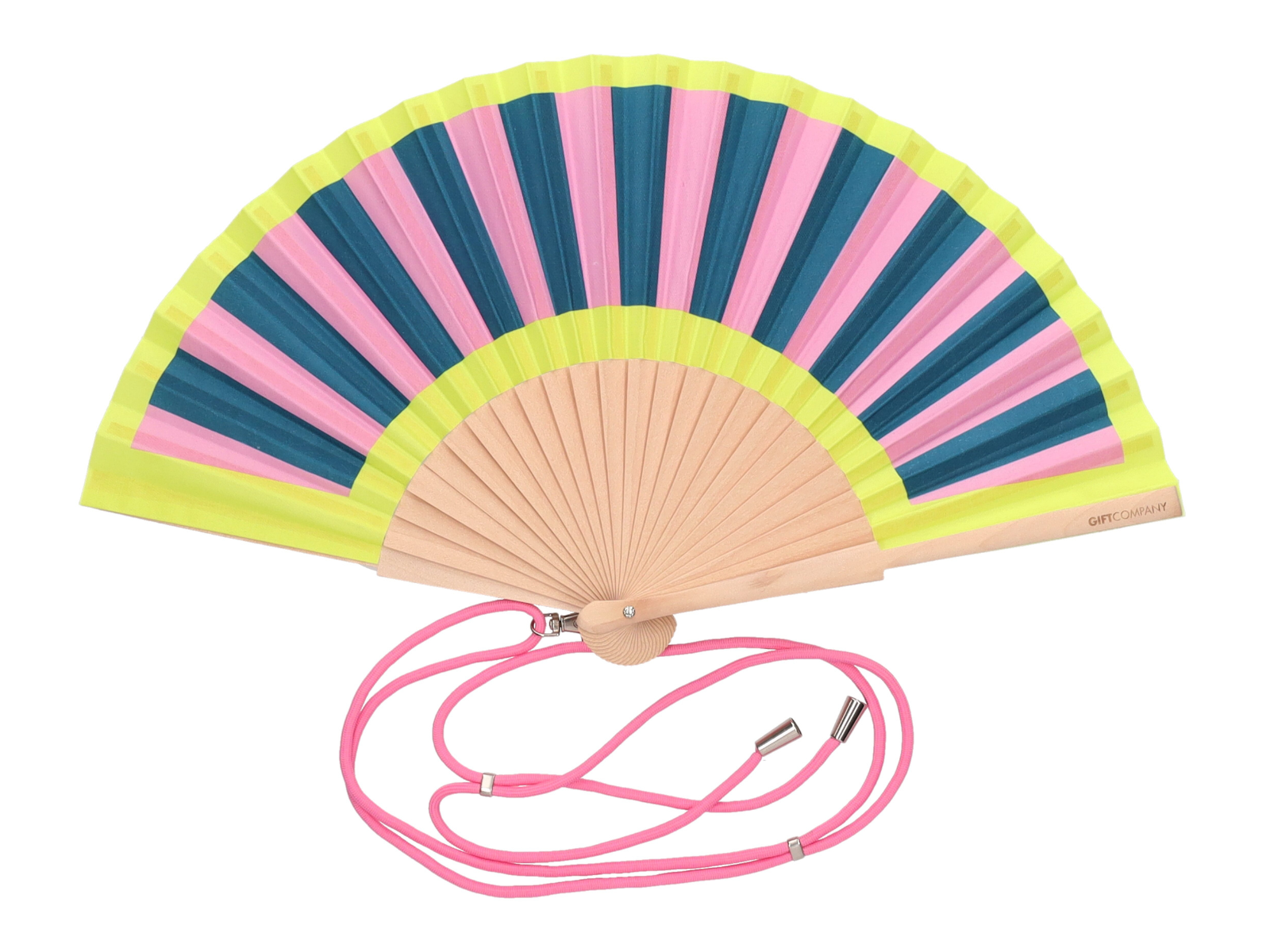 Giftcompany Fififan Fächer Streifen rosa/petrol/gelb 23cm - Produktbild 1