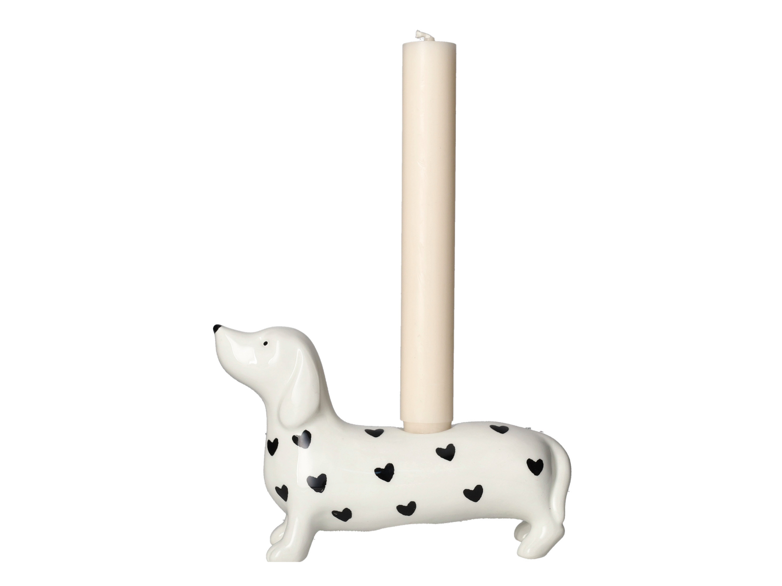 Giftcompany Mignon Kerzenhalter Dackel mit Herzen weiß 11,5cm - Produktbild 1