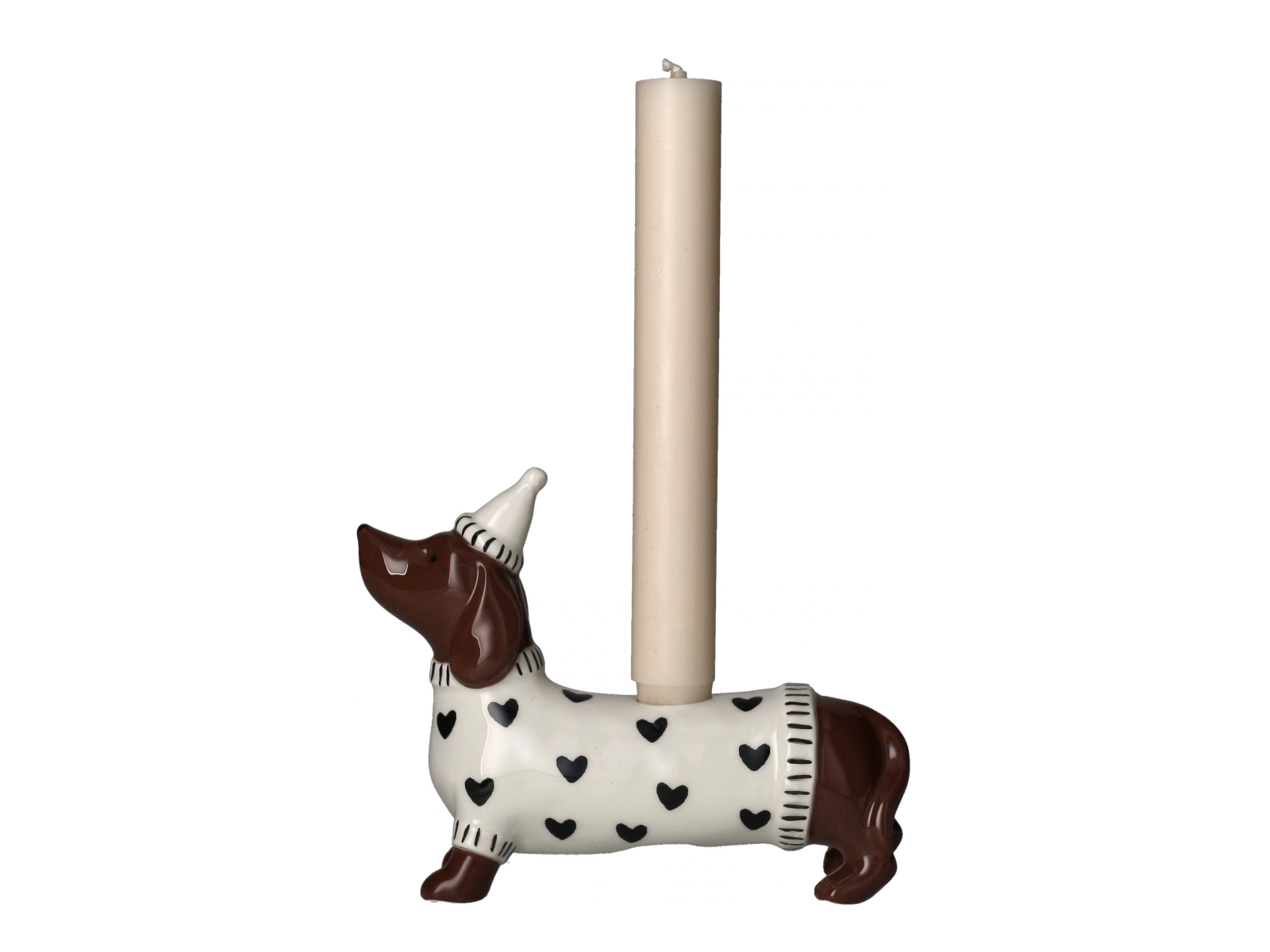 Giftcompany Mignon Kerzenhalter Dackel mit Mütze weiß 12,8cm