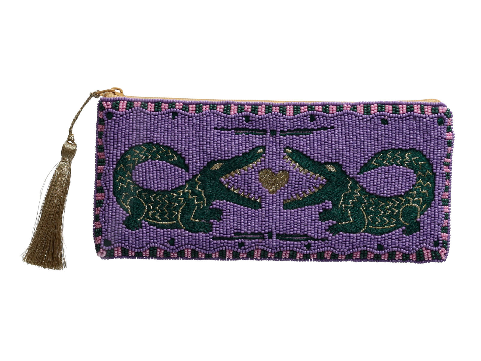 Giftcompany Elodie Kosmetiktasche L Krokodile lila/grün 22cm - Produktbild 1