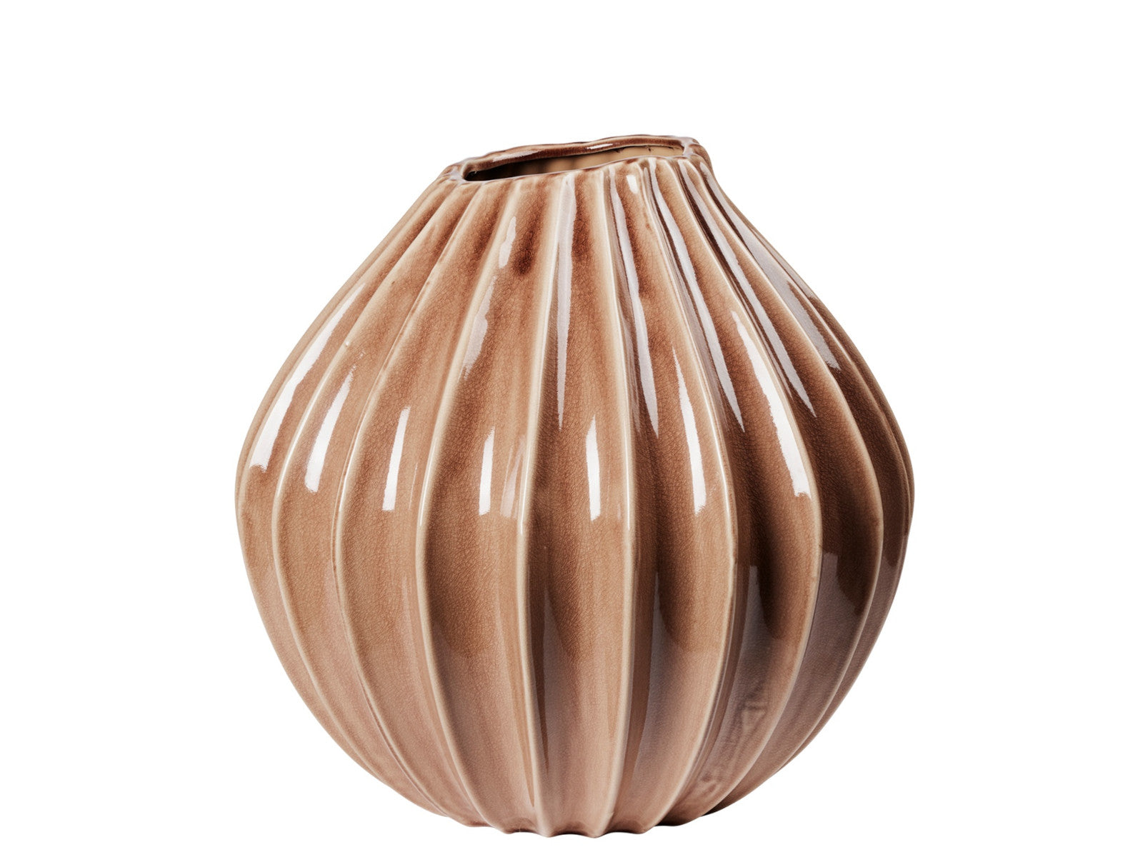 Broste Copenhagen Wide Vase Fawn braun M 25cm Freisteller 1