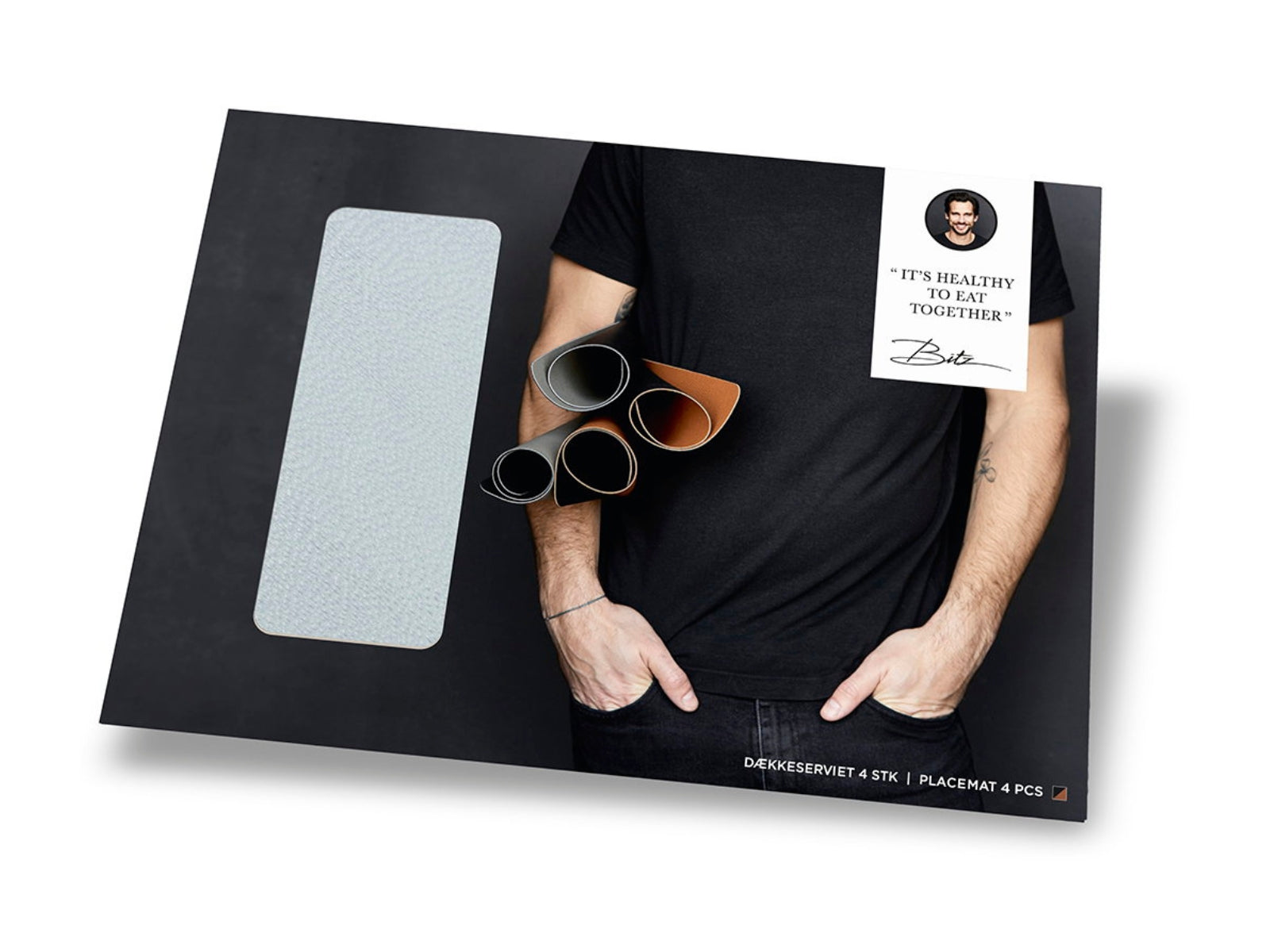 Bitz Tischset schwarz/hellblau 46x33cm 4er Set - Produktbild 2