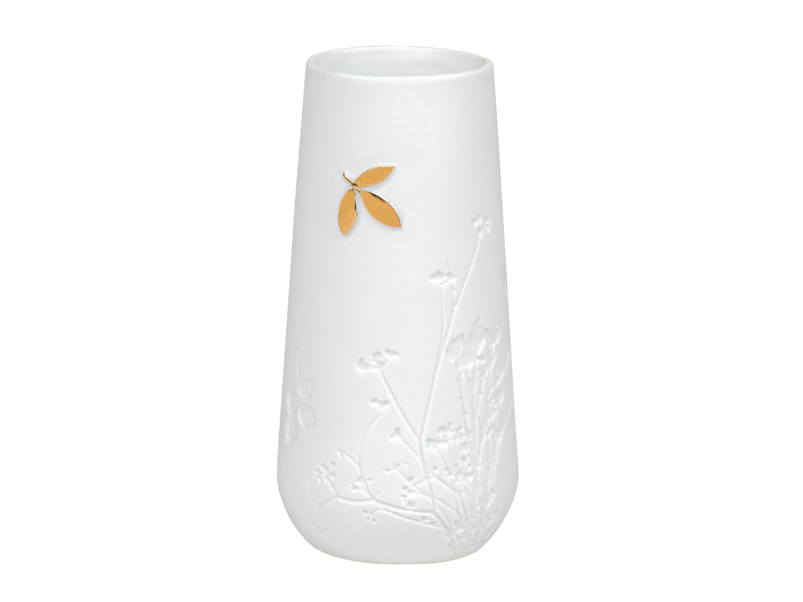 räder Porzellangeschichten Minivase M Blatt gold weiß 10,5cm - Produktbild 1