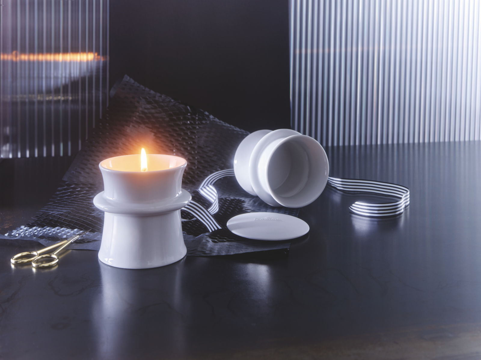 Rosenthal Rinki Duftkerze klein weiß 10cm 2tlg - Produktbild 2