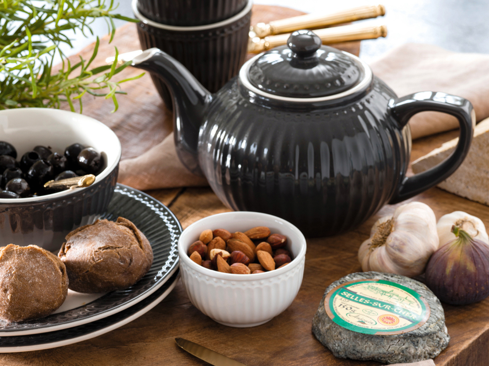 Greengate Alice Speiseteller dark grey 26,5 cm Set6 Lifestyle1