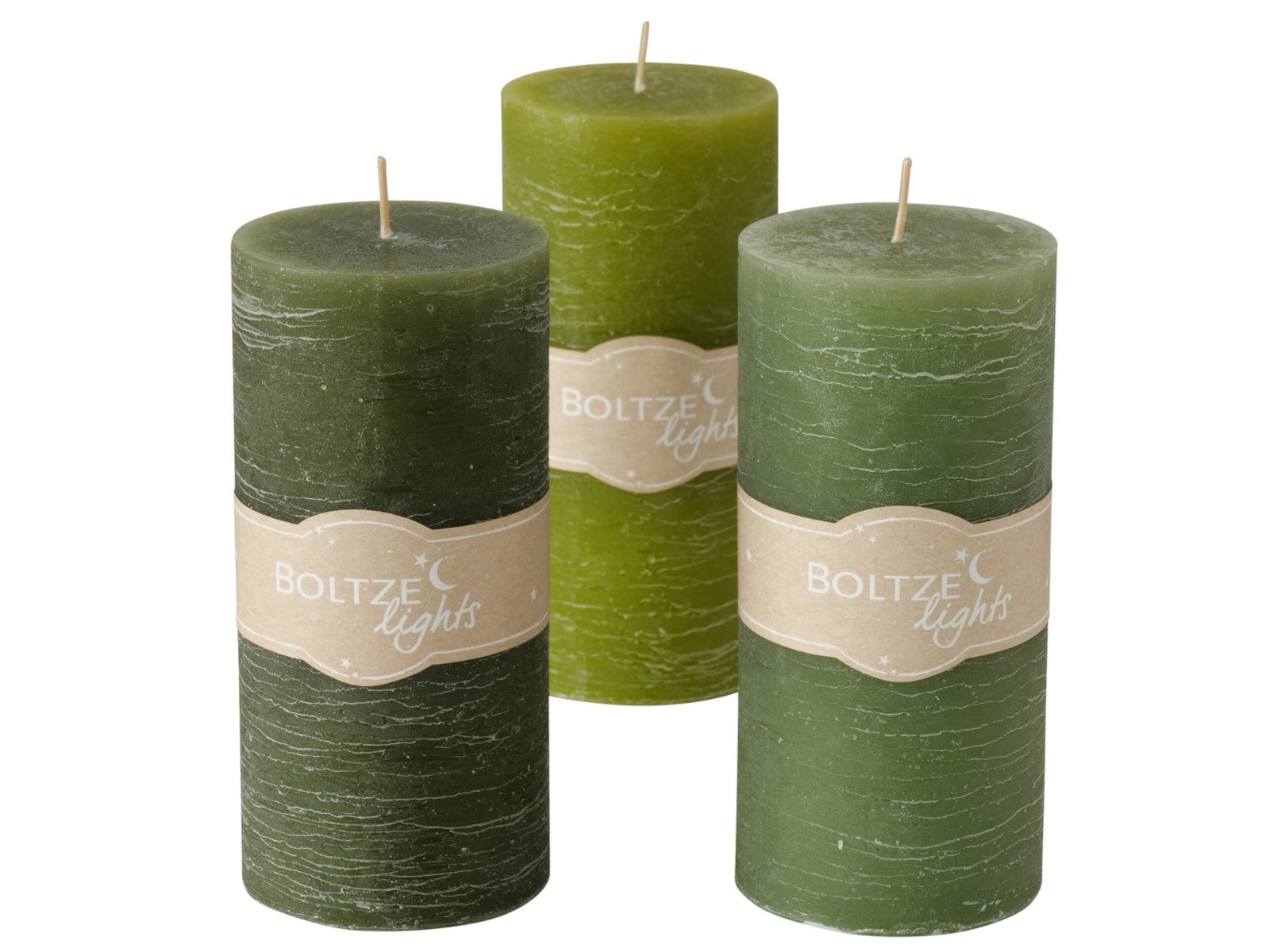 Boltze Basic Stumpenkerze sortiert grün 15cm (1 Stück) Freisteller 1