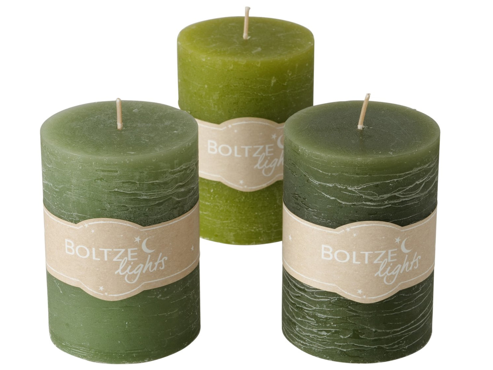 Boltze Basic Stumpenkerze sortiert grün 10cm (1 Stück) Freisteller 1