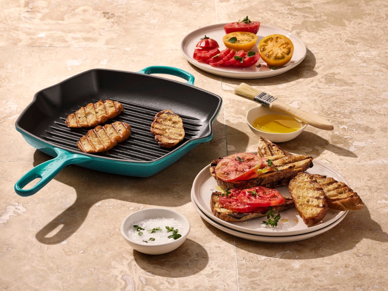 Le Creuset Grillpfanne Signature quadratisch bleu riviera 26cm - Produktbild 7