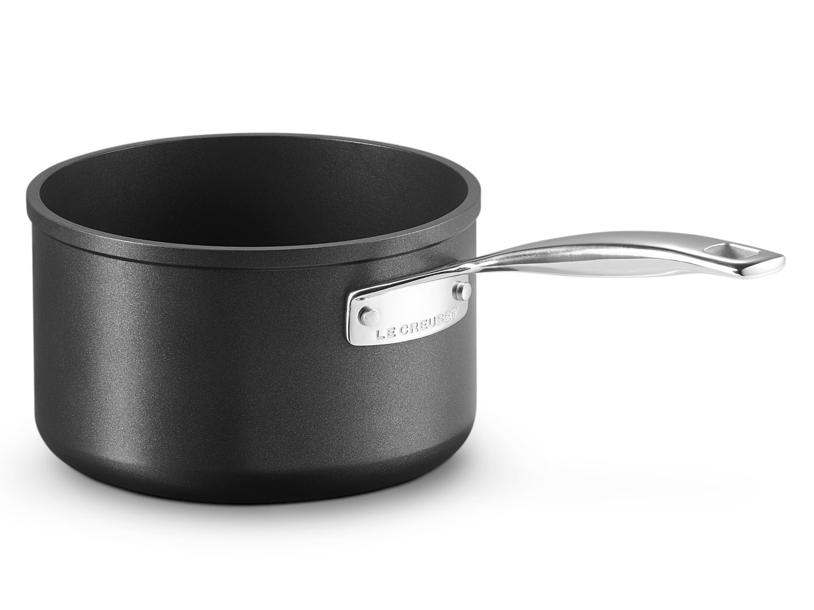 Le Creuset Aluminium-Antihaft Stielkasserolle rund schwarz 18cm Freisteller 2