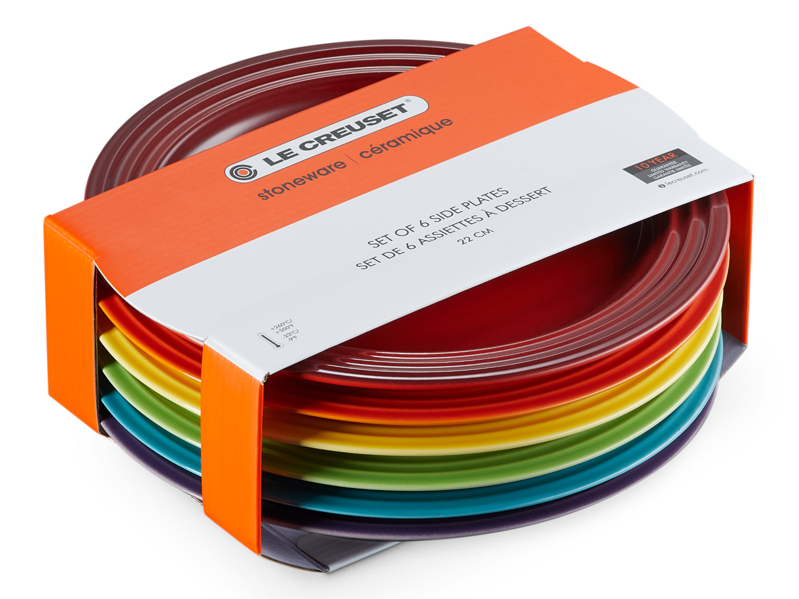 Le Creuset Regenbogen Frühstücksteller 22cm Set 6tlg Freisteller 3